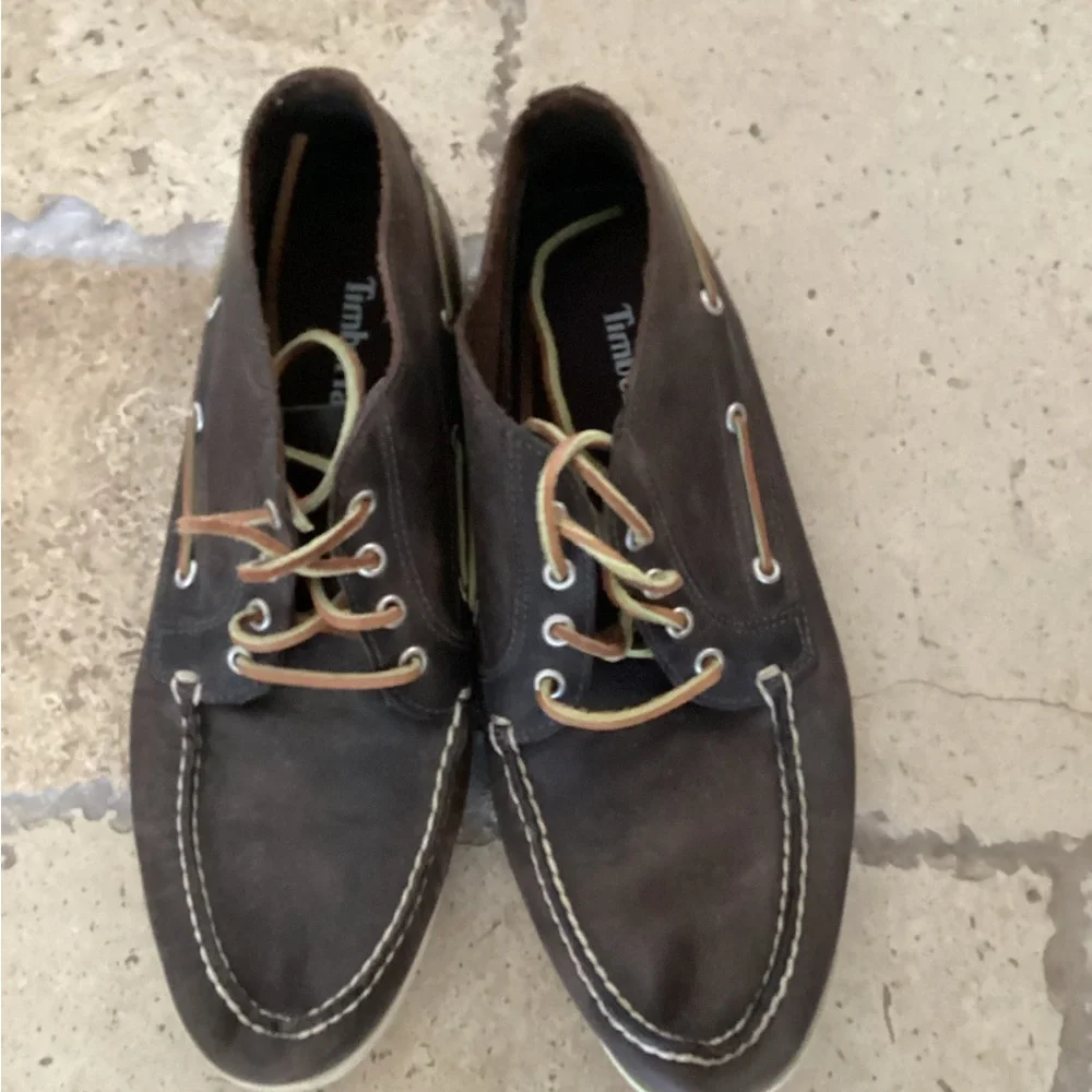TIMBERLAND 4-EYEBOAT Chukka Boots Lace Up Loafers Brown Leather 29570 Mens 12M